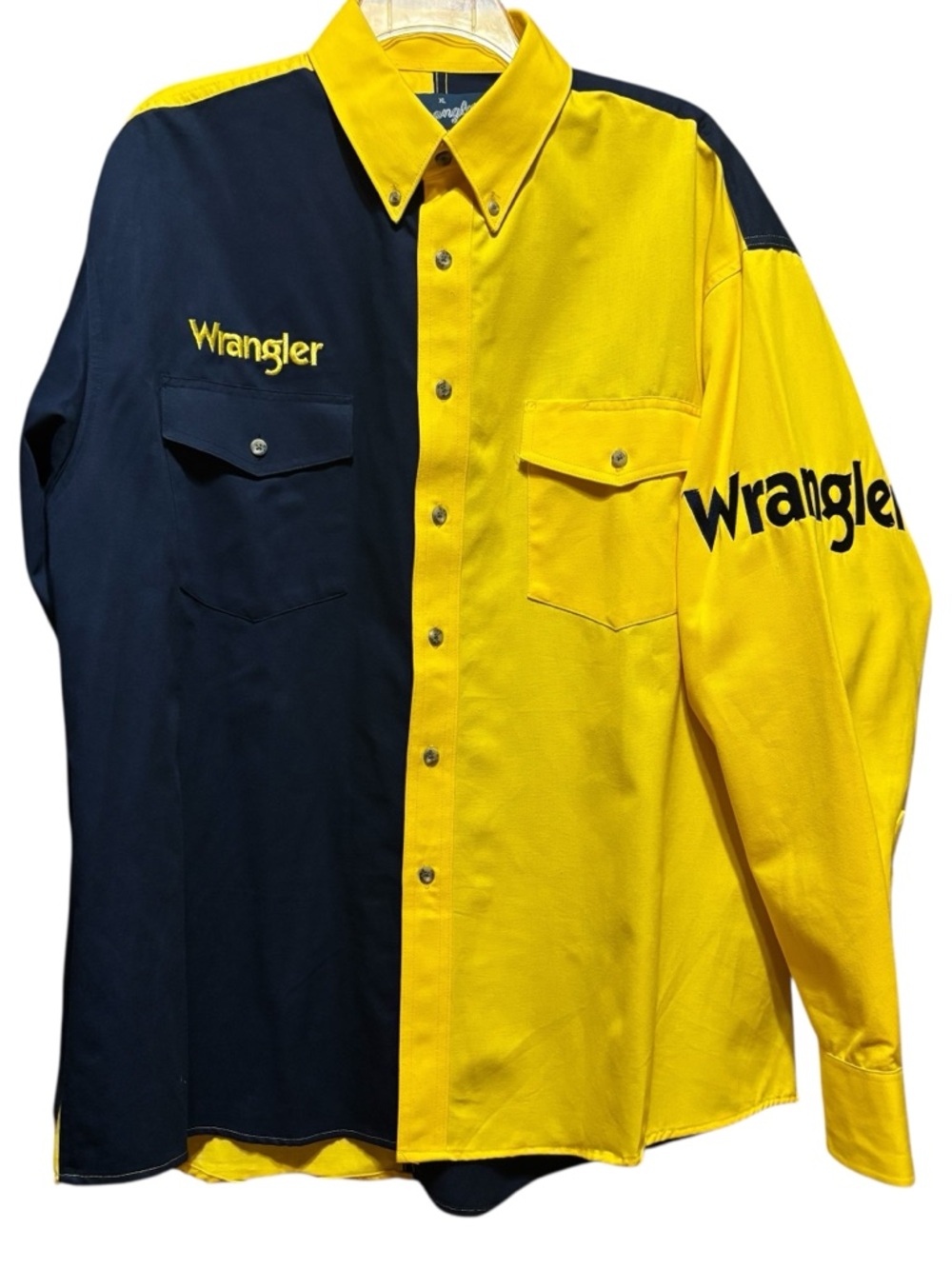 90s Vintage Wrangler  Brushpopper Button-Up Shirt Men XL Long Sleeve Embroidered